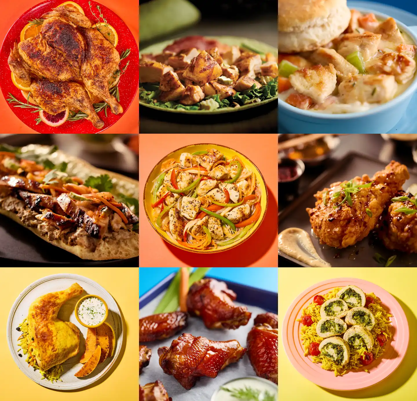 A grid of food images