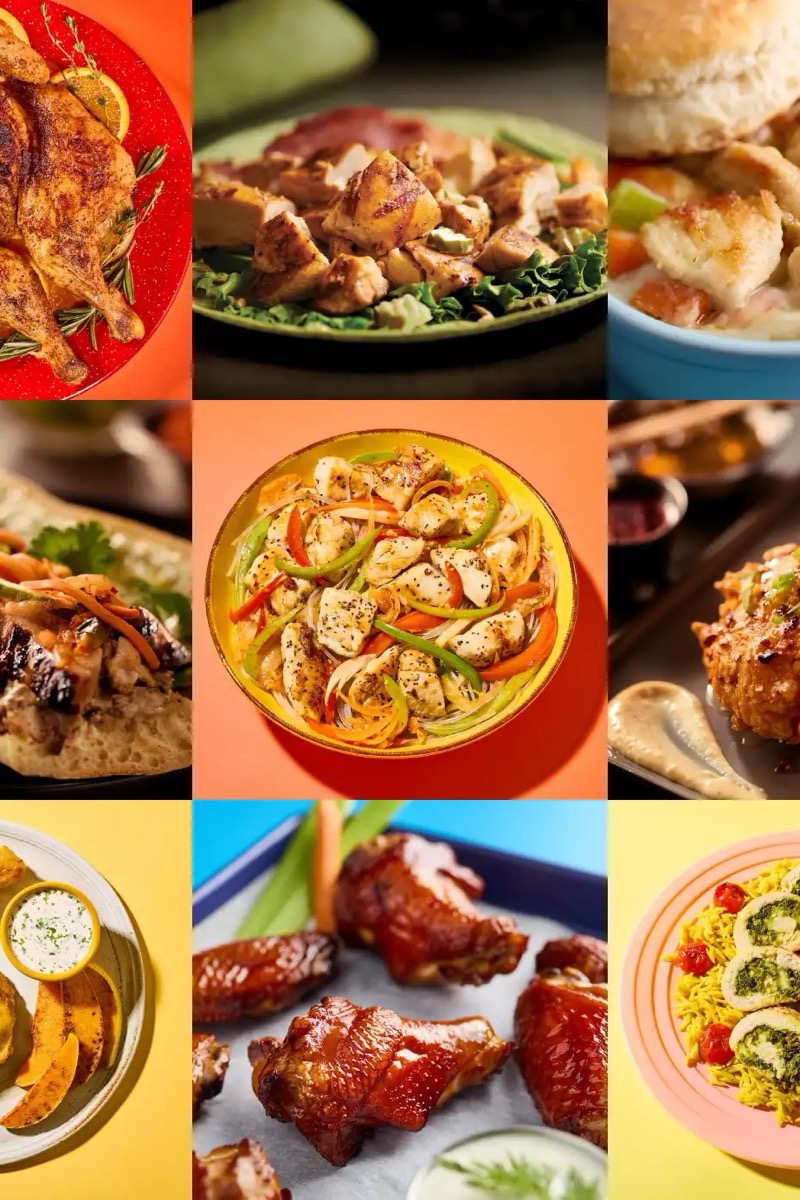 A variety of prepared Mountaire chicken dishes